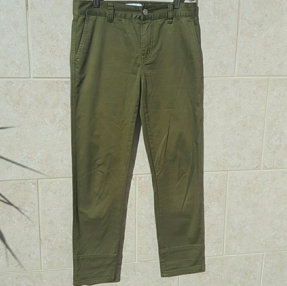 🐆 Current/Elliott The Confidant Crop Pants Size 25 Olive Green Leopard Cuff - Picture 2 of 8